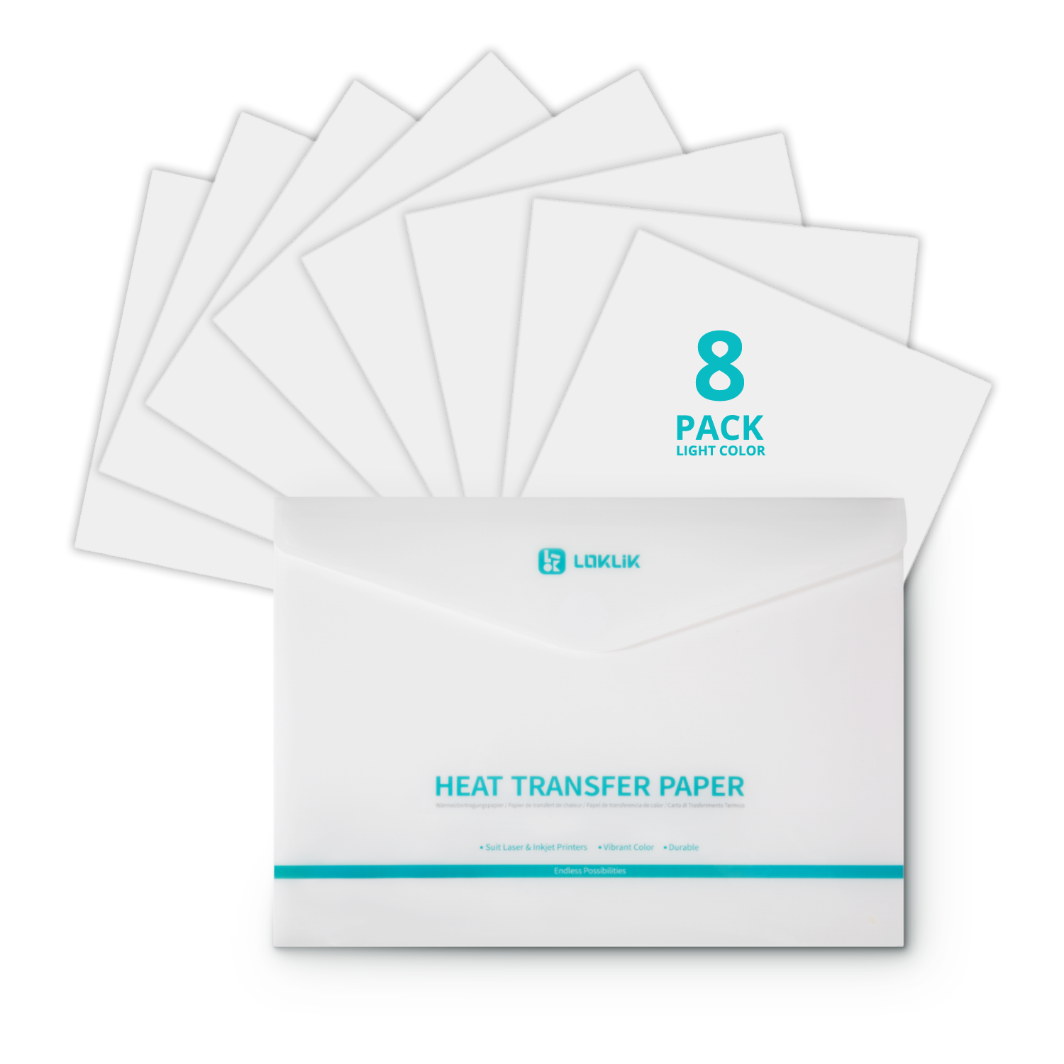 LOKLiK Heat Transfer Paper Sheet - Light - 8-pack