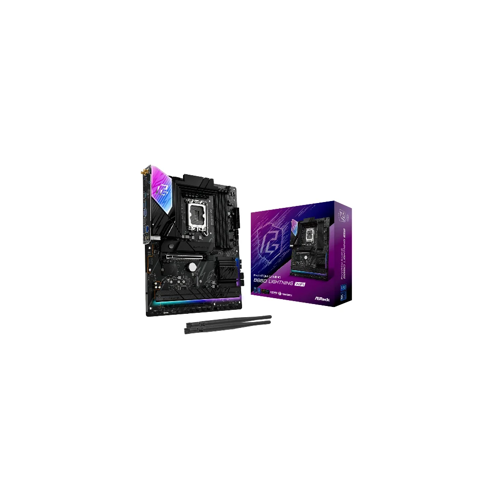 ASRock B860 Lightning WiFi Moderkort - Intel B860 - Intel LGA1851 socket - DDR5 RAM - ATX