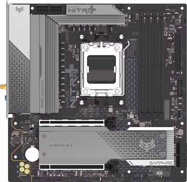 Sapphire NITRO+ B850M WIFI Moderkort - AMD B850 - AMD AM5 socket - DDR5 RAM - Micro-ATX