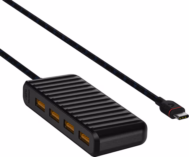 Unisynk USB-C till 4x USB-A minihubb (svart)