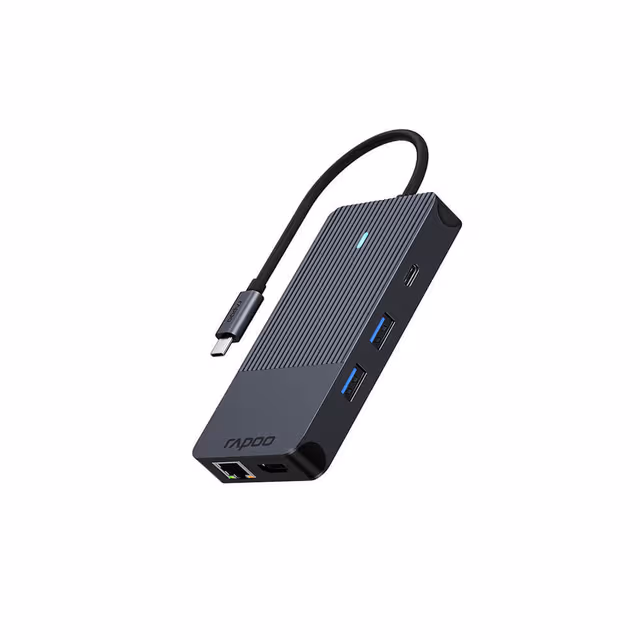 RAPOO Multiport USB-C UCM-2005 10-i-1 USB-C-Adapter USB Hub - 10 porte - Svart