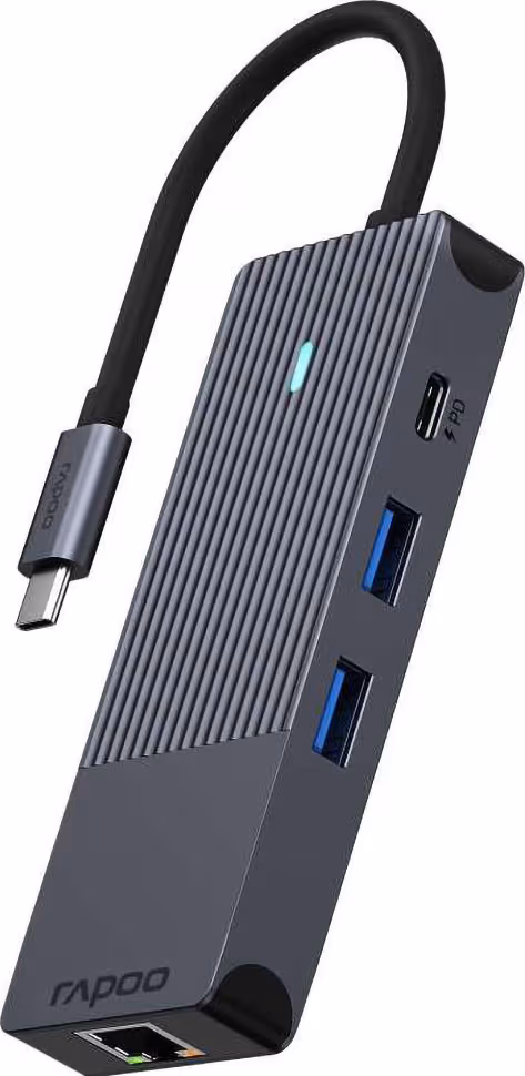 RAPOO UCM-2004 8-i-1 USB-C Multiport Adapter hub (svart)