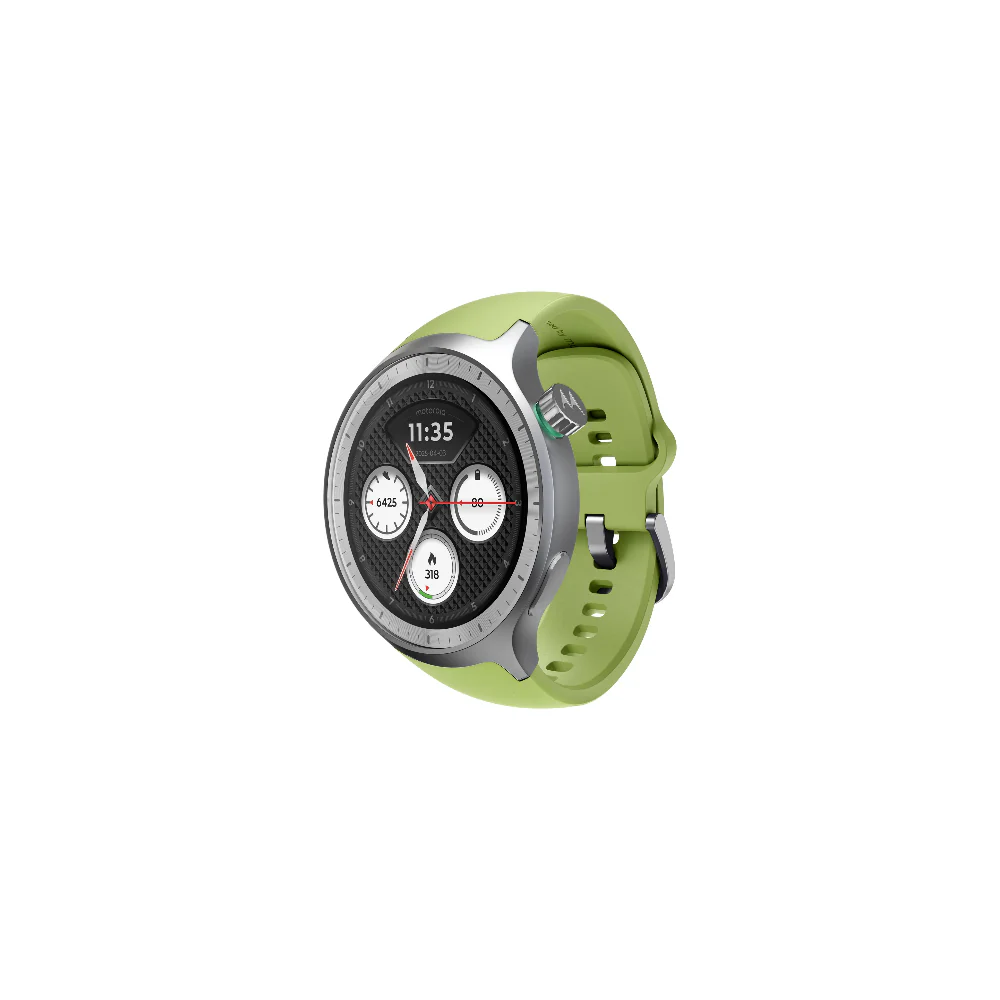 Motorola moto watch - Matte Silver + PANTONE Herbal Garden band