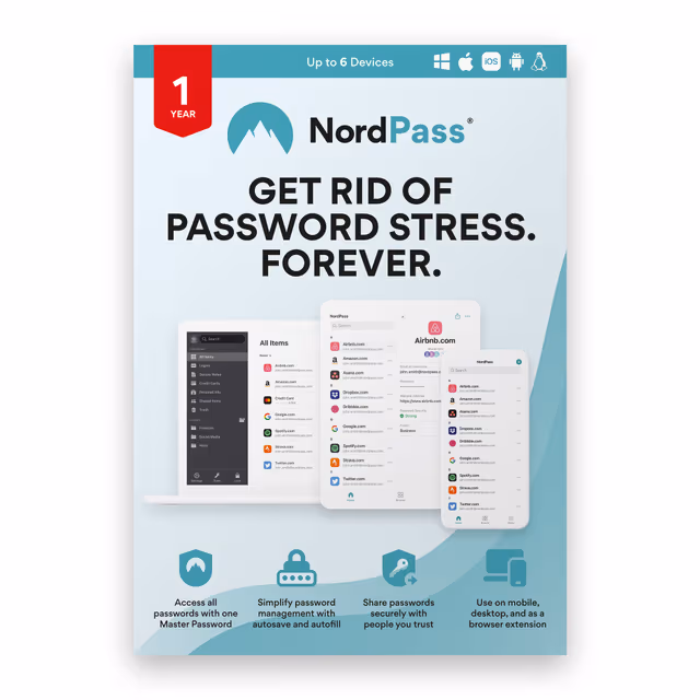 NordPass- PC Windows,Mac OSX,Linux,iOS,Android