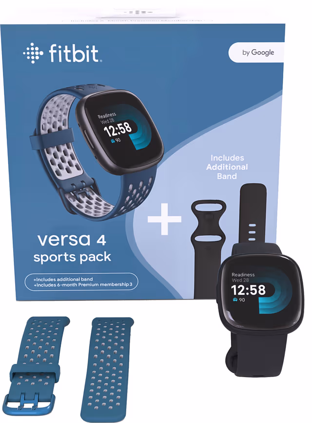Fitbit Versa 4 Sports Pack - graphite aluminium - smart watch with band - black