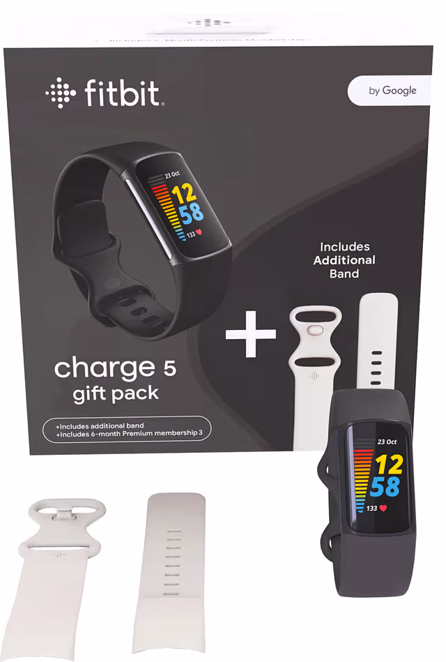 Fitbit Charge 5 aktivitetsmätare bundle (svart/vit)