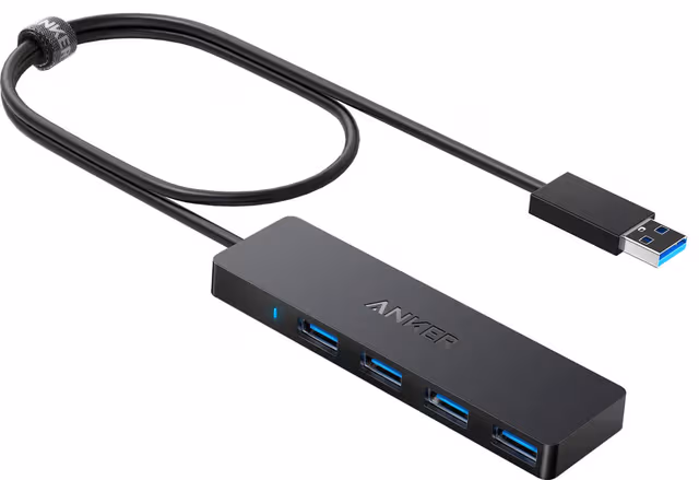 Anker 4-Port Ultra Slim USB3.0 Data Hub - Black USB Hub - USB 3.0 - 4 porte - Svart