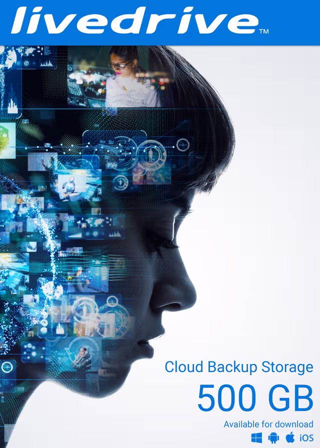 Livedrive Cloud Backup Storage - 500 GB - 1 PC/MAC + 3 Mobile Devices