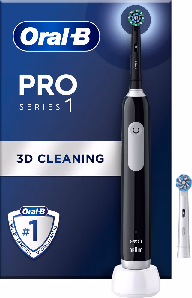 Oral-B eltandborste Pro1 Black + Extra Brush Head