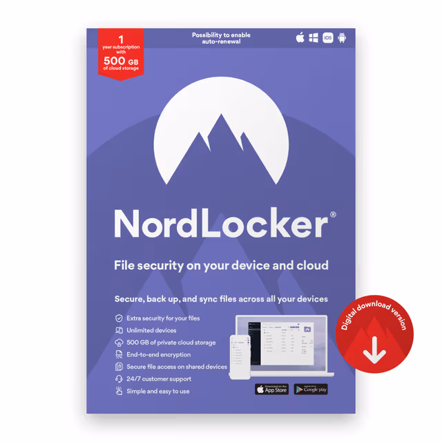 NordLocker - 1-Year Private File Vault subscription, 500 GB of cloud s