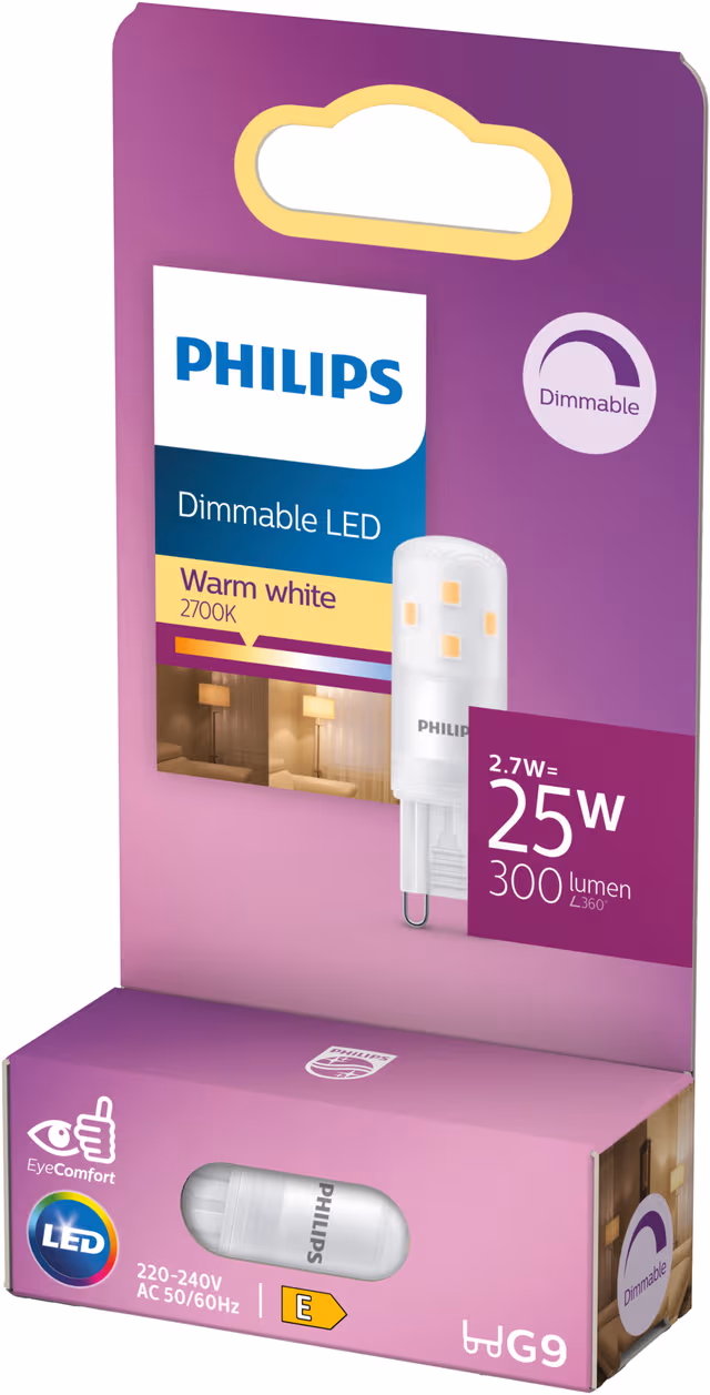 Philips LED-glödlampa Spot 2.7W/827 (25W) Dimmable G9
