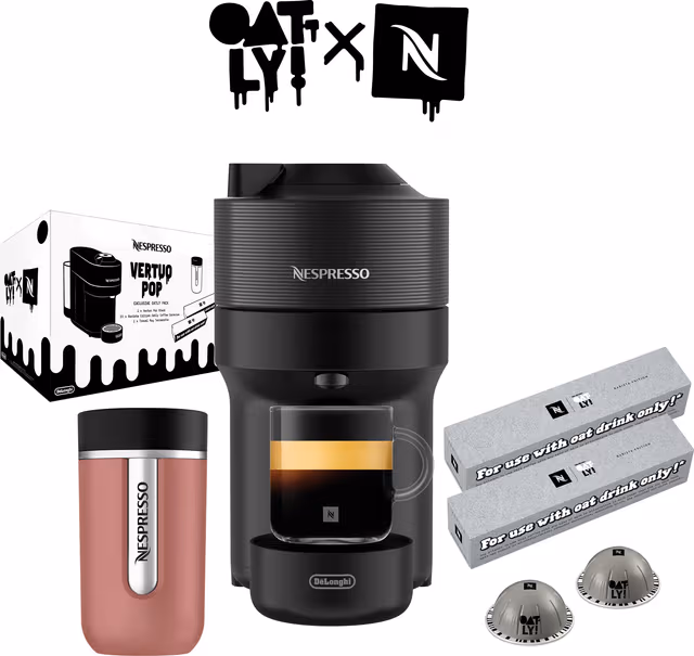 Nespresso Vertuo Pop x Oatly värdepaket av DeLonghi (svart)