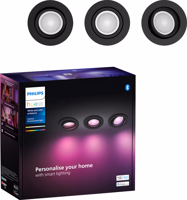 Philips Hue Centura Infälld Spotlight Rund - Svart - 3-Pack