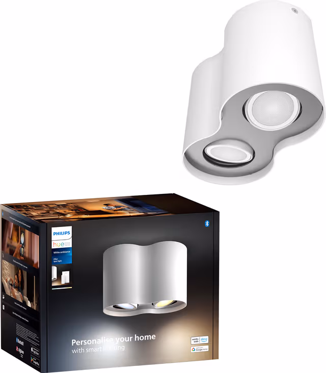 Philips Hue Pillar Dubbel Spotlight - Vit - Med Dimmer Switch