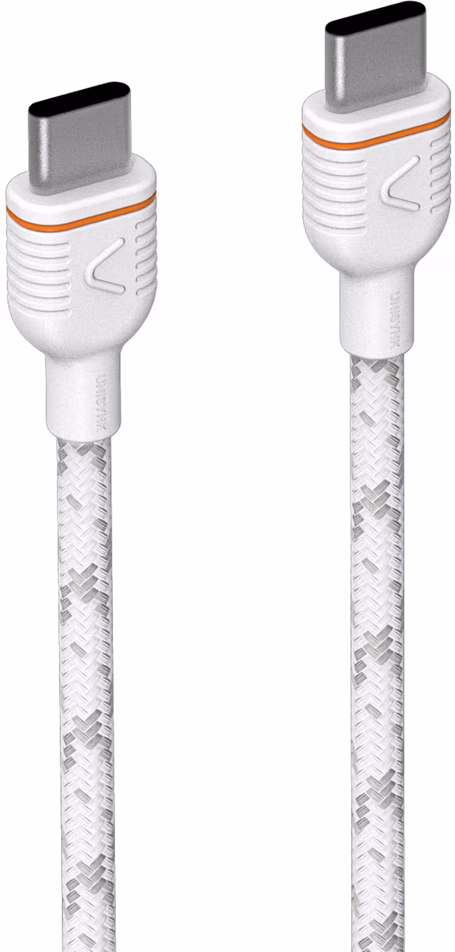 Unisynk USB-C till USB-C laddkabel 2 m (vit)