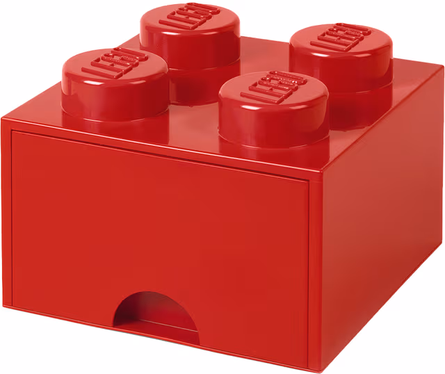 LEGO förvaringslåda (4 knoppar, ljusröd)