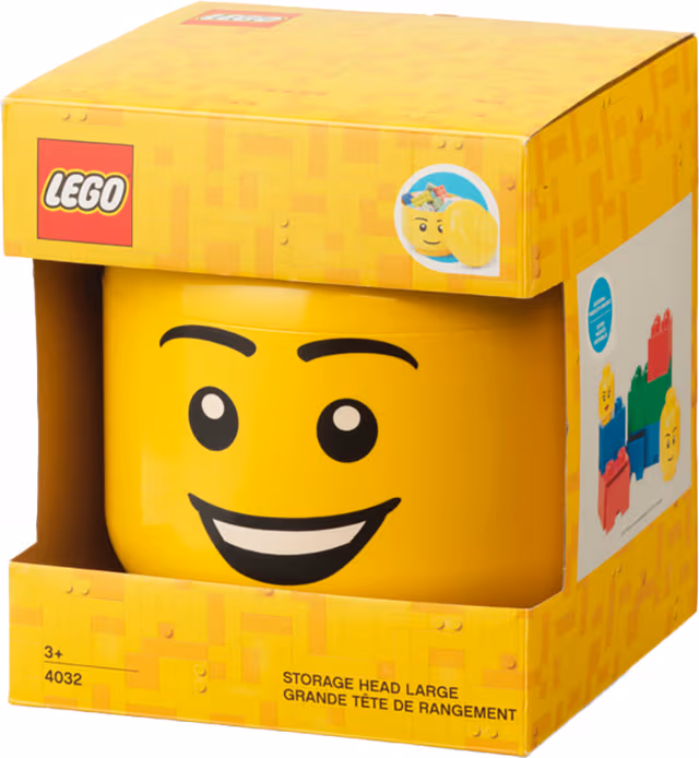 LEGO stor förvaringsbox (Pojkhuvud, gul)