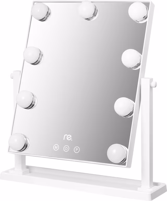 re. Hollywood-spegel med 9 LED-lampor