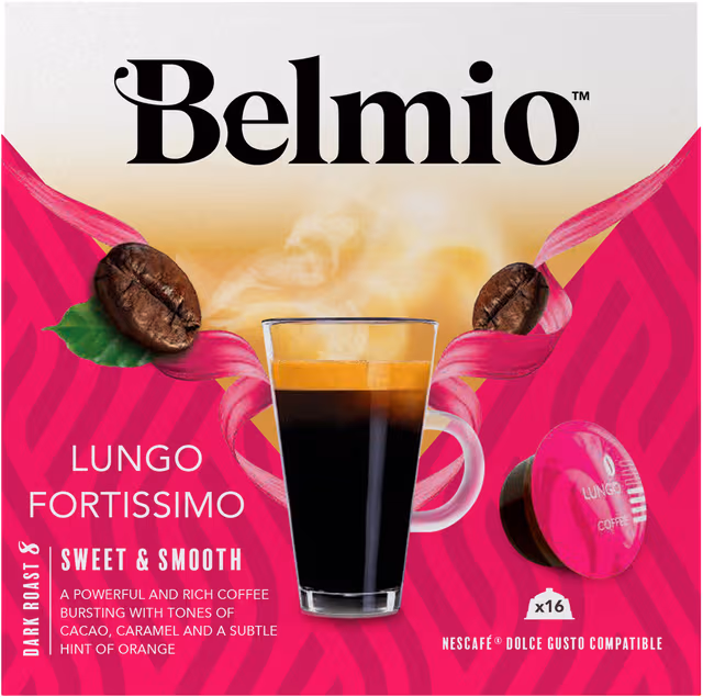 Belmio Lungo Fortissimo kaffekapslar för Dolce Gusto (8x2 pack)