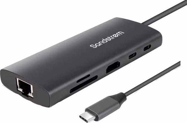 Sandstrøm SMHBCPD26E 9-i-1 USB-C-hubb
