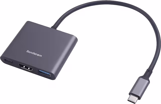 Sandstrøm S3IN1CA26E 3-i-1 USB-C-hubb
