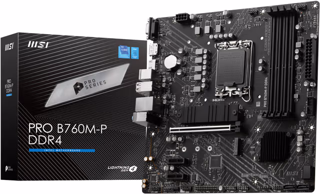 MSI PRO B760M-P DDR4 Moderkort - Intel B760 - Intel LGA1700 socket - DDR4 RAM - Micro-ATX