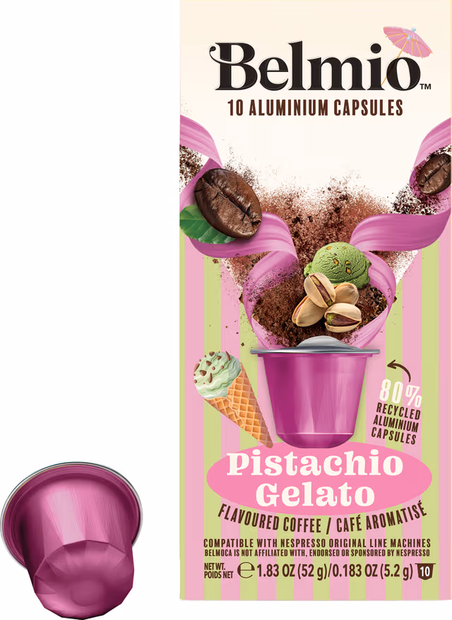 Belmio Pistachio Gelato kaffekapslar för Nespresso (10-pack)