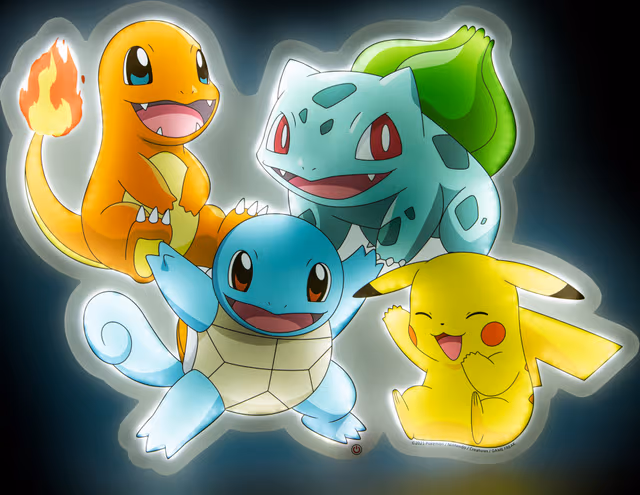 Teknofun Pokémon Starters Group Neon vägglampa