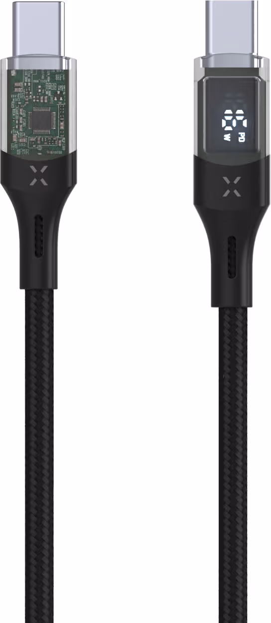 FIXED LED Display - 100W - USB-C <-> USB-C - 1.2m - Svart