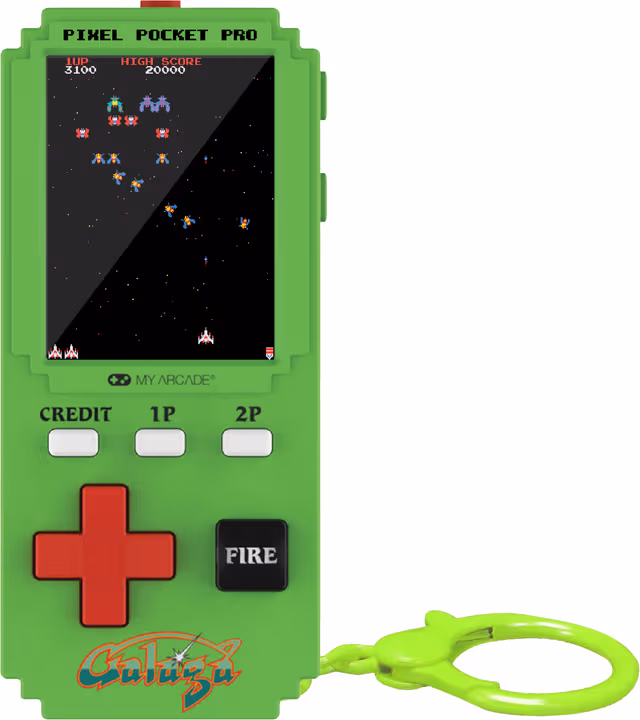 My Arcade Pixel Pocket Pro Galaga handhållen spelkonsol