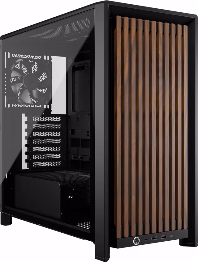 Corsair FRAME 4000D Wood RS (Black & Walnut) - Chassi - Miditower - Svart