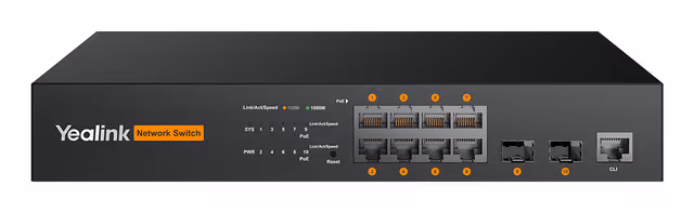Yealink RCH80 PoE Network L2+ Switch 8x Port 1Gbit/s 130W PoE
