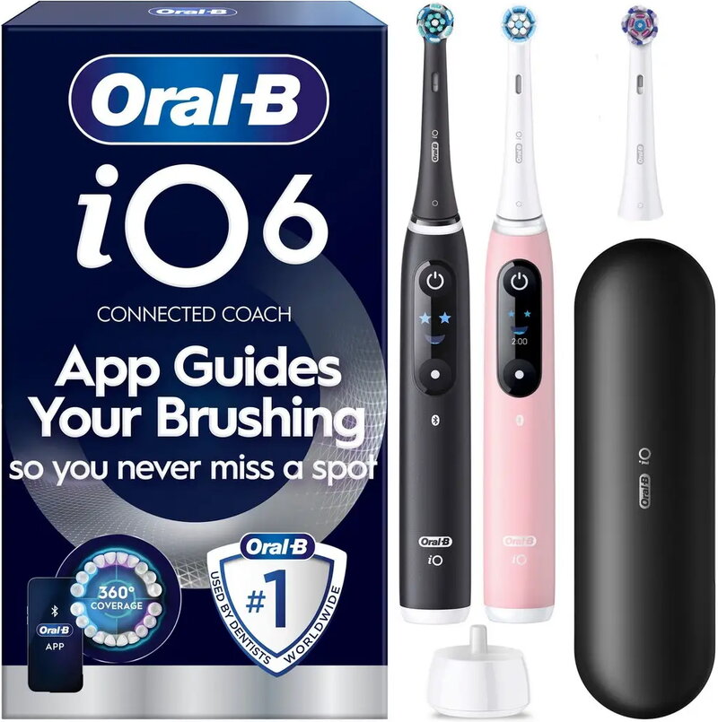 Oral-B iO6 Sensitive Duo Eltandborste - Black Lava/Pink Sand