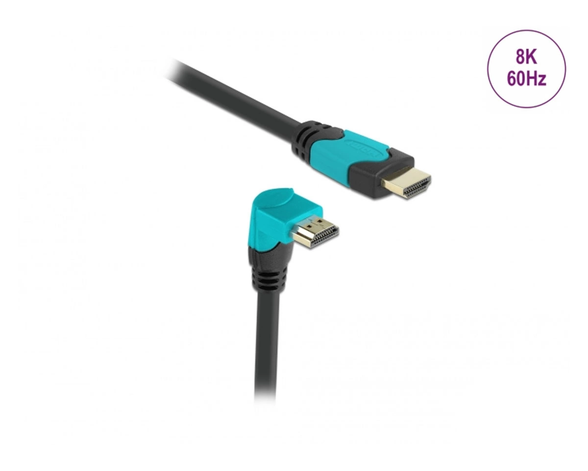 Delock High Speed HDMI-kabel 2.1 Nedåtvinklad - Svart - 1m