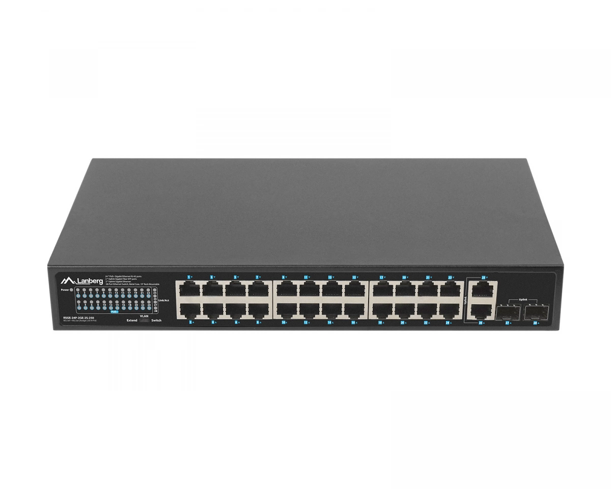 Lanberg RSGE-24P-2GE-2S-250 - switch - 24 ports - unmanaged - rack-mountable