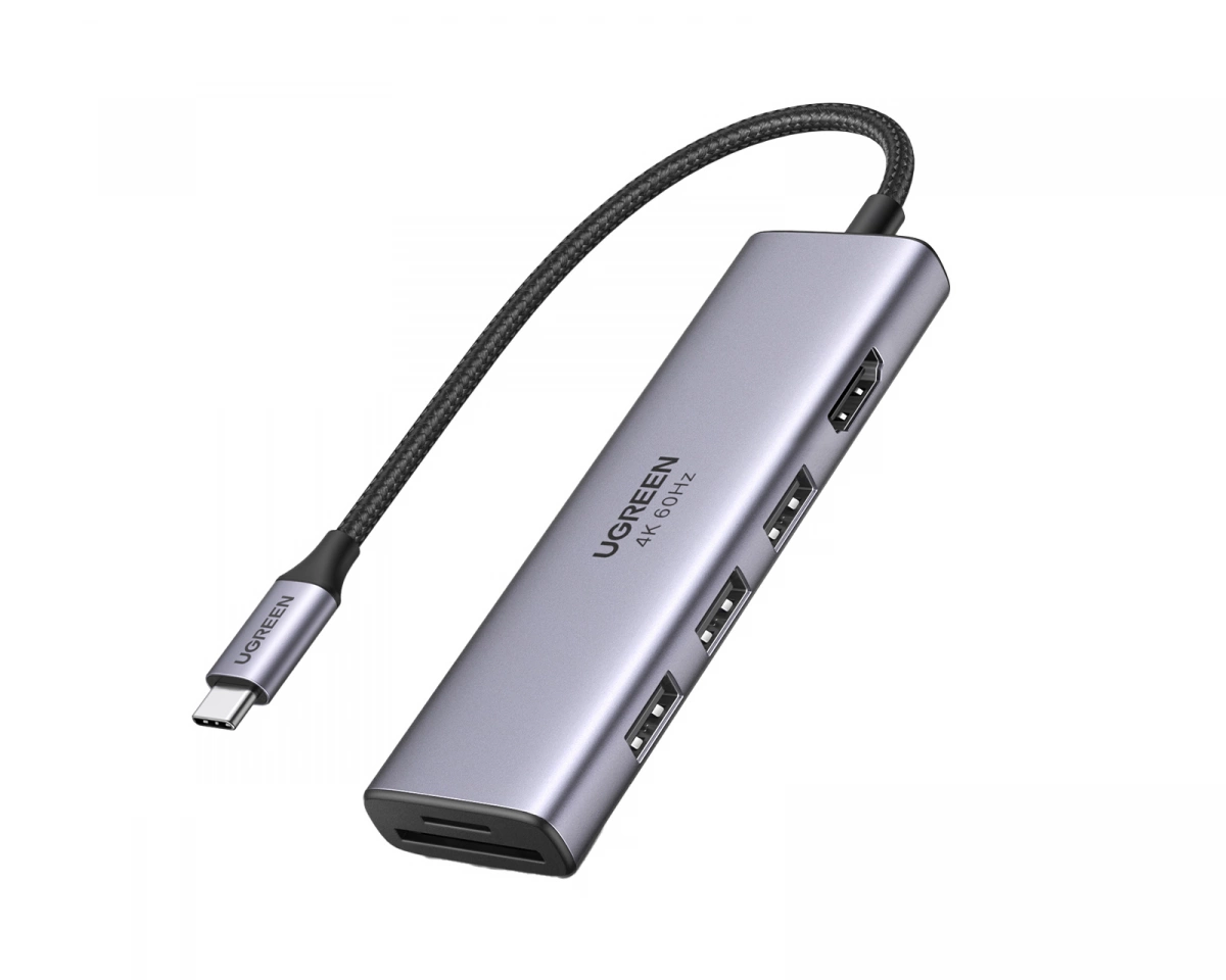 UGREEN 6-In-1 Usb C Hub 4k@60hz USB Hub - 6 porte - Silver