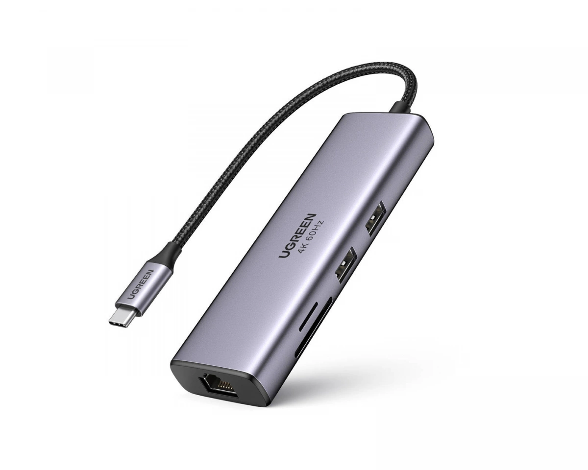UGREEN Usb-C Multifunction Adapter With Ethernet Interface USB Hub - 7 porte - Silver
