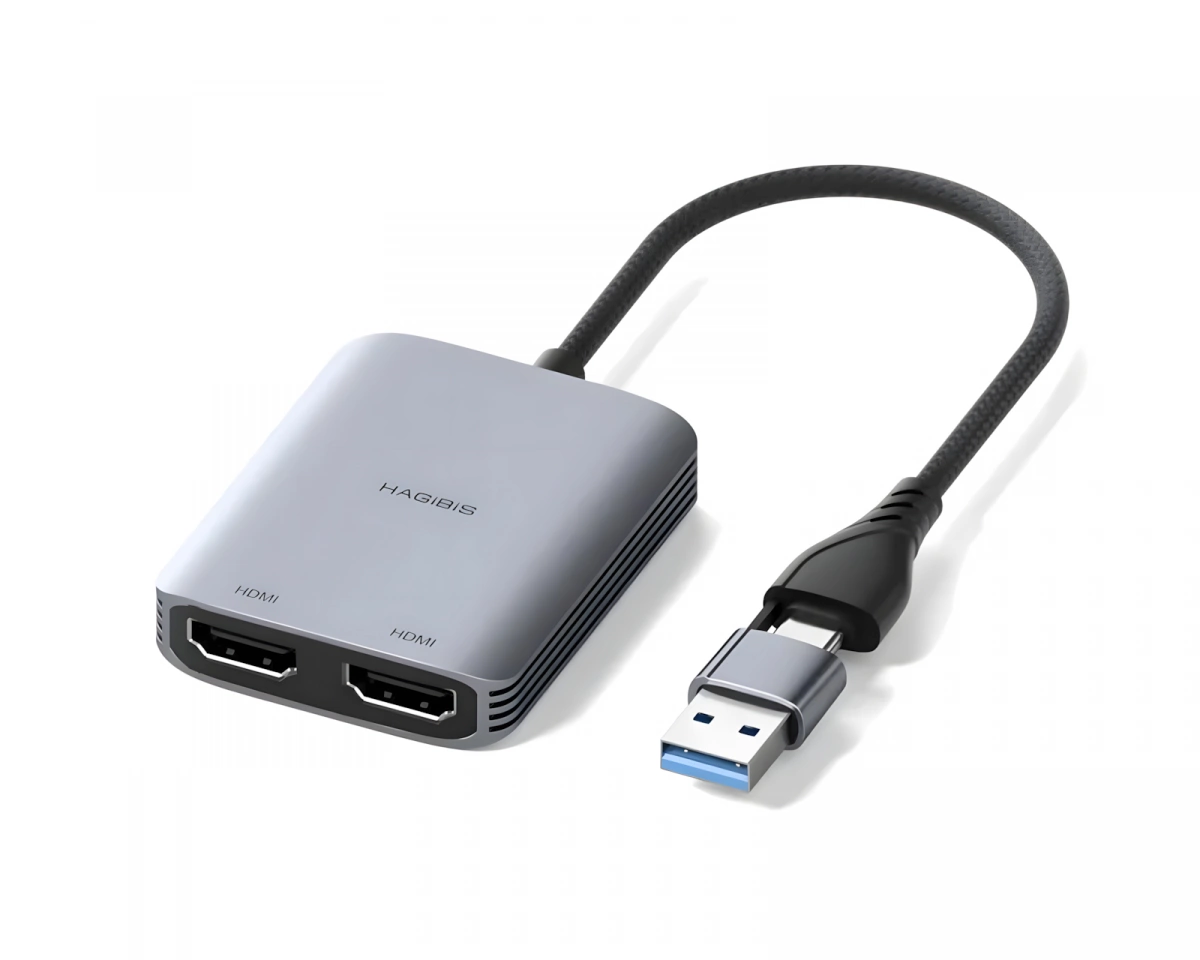 Hagibis USB 3.0 eller USB-C till dubbel HDMI-adapter