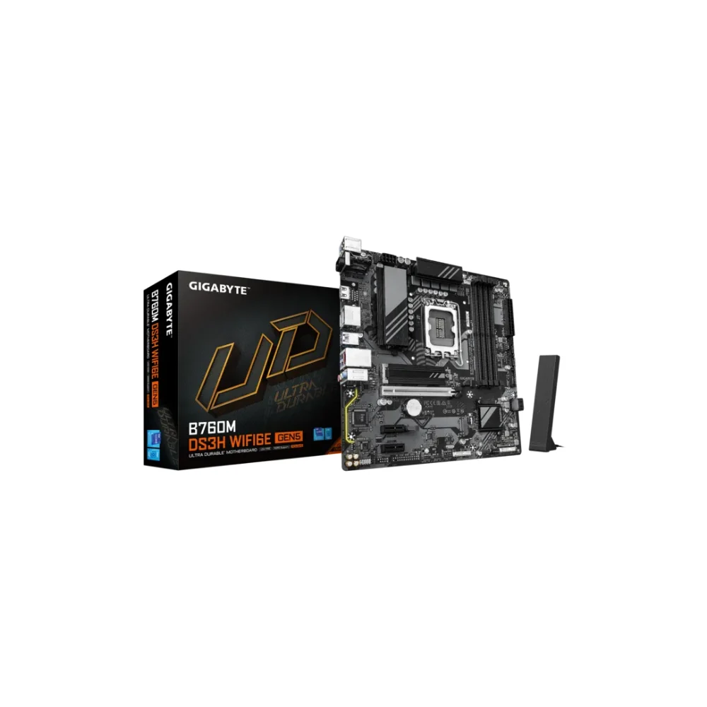 GIGABYTE B760M DS3H WIFI6E GEN5 Moderkort - Intel B760 - Intel LGA1700 socket - DDR5 RAM - Micro-ATX