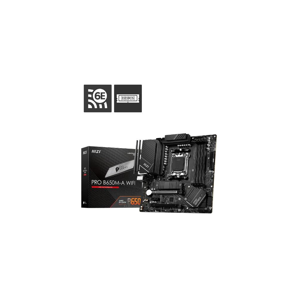 MSI PRO B650M-A WIFI Moderkort - AMD B650 - AMD AM5 socket - DDR5 RAM - Micro-ATX